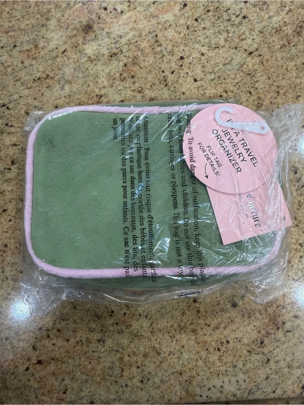 Juicy Couture Olive Green with Pink Trim Jewlery Travel Pouch